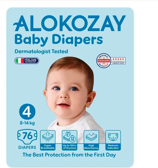 Alokozay Premium Baby Diapers 76-Pieces, Size 4 (8-14 Kg)