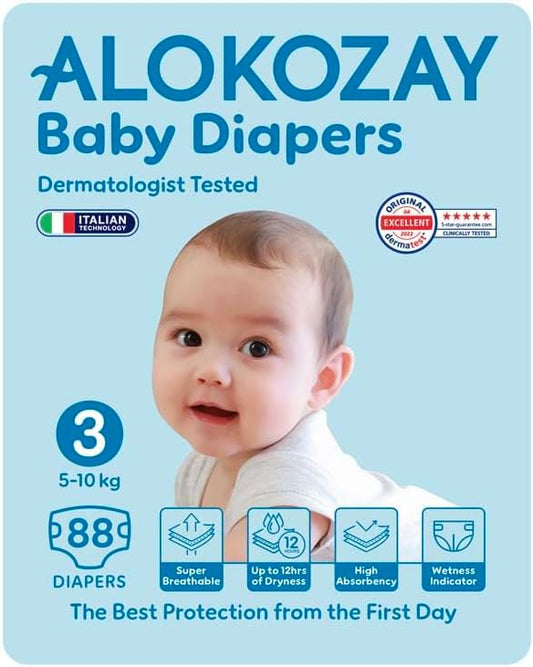 Alokozay Premium Baby Diapers 88-Pieces, Size 3 (5-10 Kg)